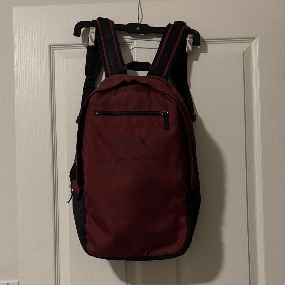 Armani Exchange Men's Burgundy and Black Backpack